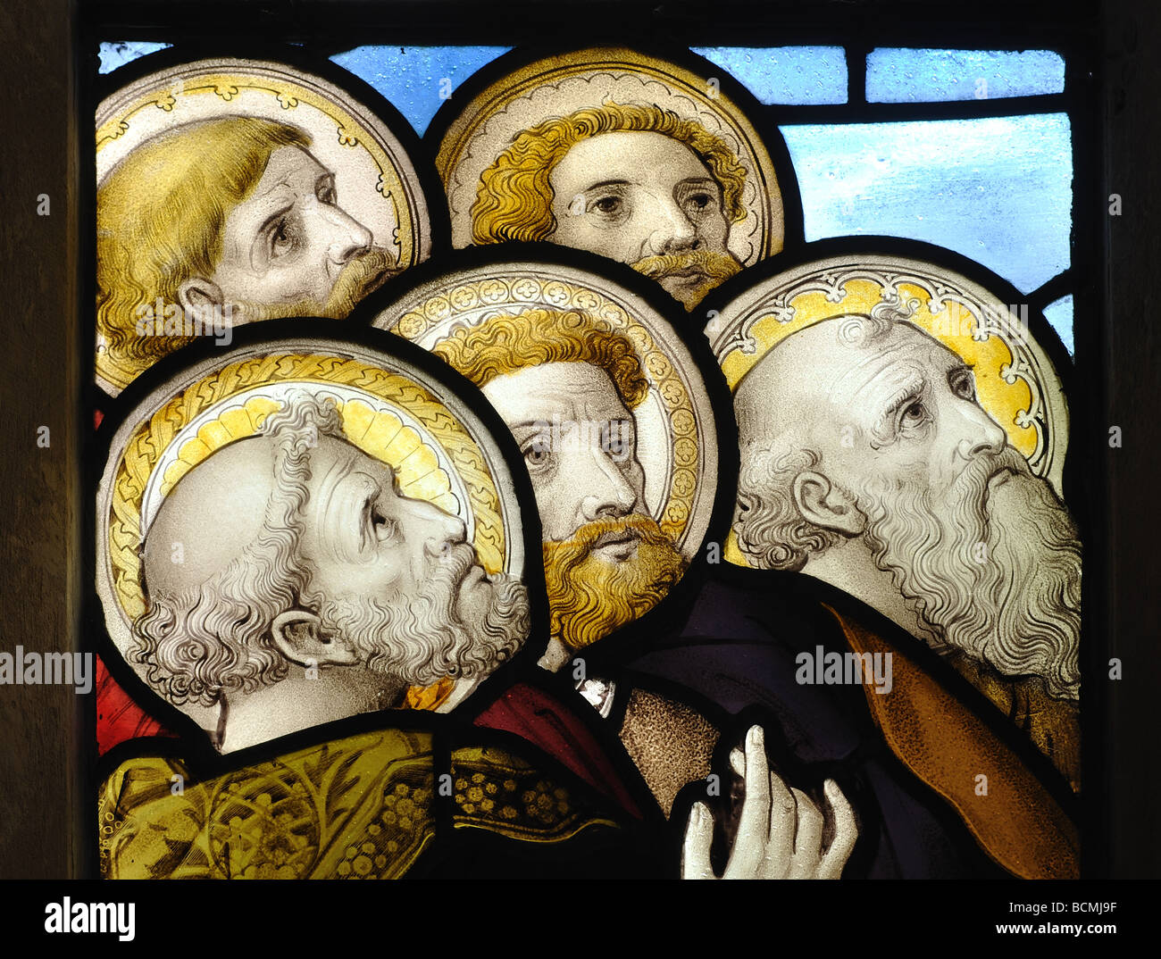 Christ`s disciples stained glass, St. Mary the Virgin Church, Culworth, Northamptonshire, England, UK Stock Photo